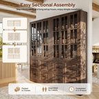 80" Modular Kitchen Pantry Cabinet, 2-in-1 Freestanding Tall Pantry Cabinet with Glass Doors & Adjustable Shelves, Large Hutch Storage Cabinet for Kitchen & Living Room (2, Cracked Oak, AB)