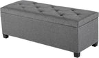 DUMOS Upholstered Storage Bench, End of Bed Ottoman, Extra Large 46.5 Gal (176L) Internal Volume, Foot Stool for Bedroom, Living Room, Sturdy Storage Chest, Dark Grey, 43.3" L x 15.7" W x 15.7" H