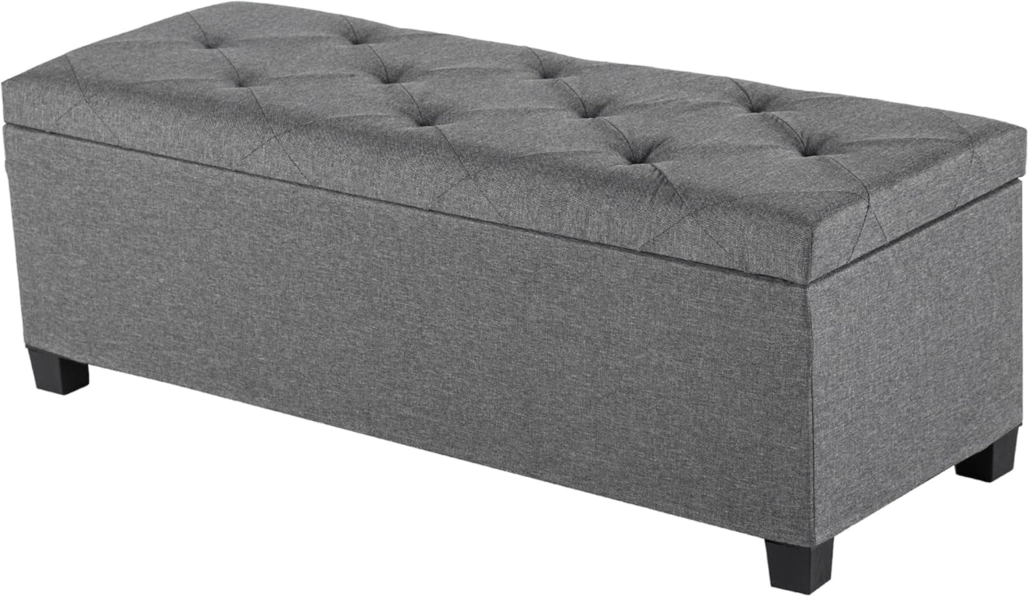 DUMOS Upholstered Storage Bench, End of Bed Ottoman, Extra Large 46.5 Gal (176L) Internal Volume, Foot Stool for Bedroom, Living Room, Sturdy Storage Chest, Dark Grey, 43.3" L x 15.7" W x 15.7" H