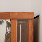70" H Lighted Corner Curio Cabinet, Glass Display Cage with Tempered Glass Doors and 5 Adjustable Shelves, Wine Cabinet Storage Rack for Bar and Liquor Storage (Dark Oak)