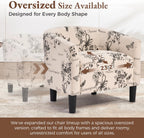 INZOY Oversized Accent Chair with Ottoman, 23.2" W Oversized Club Chair with Ottoman Set, Comfy Fabric Barrel Reading Chairs for Living Room Bedroom, Round Reading Chair with Foot Rest, Flower Pattern