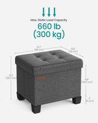 SONGMICS Storage Ottoman, Small Ottoman Foot Rest with Legs, 12.6 x 15.7 x 13.2 Inches Foot Stool, Load up to 660 lb, for Living Room, Bedroom, Dorm, Slate Gray ULSF012G01