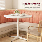 Round Dining Table Kitchen Table for 4 People 30 inch Circle Mid Century Modern Table with Sturdy Metal Base for Small Spaces Dining Room Living Room Office Farmhouse Water-Resistant, White