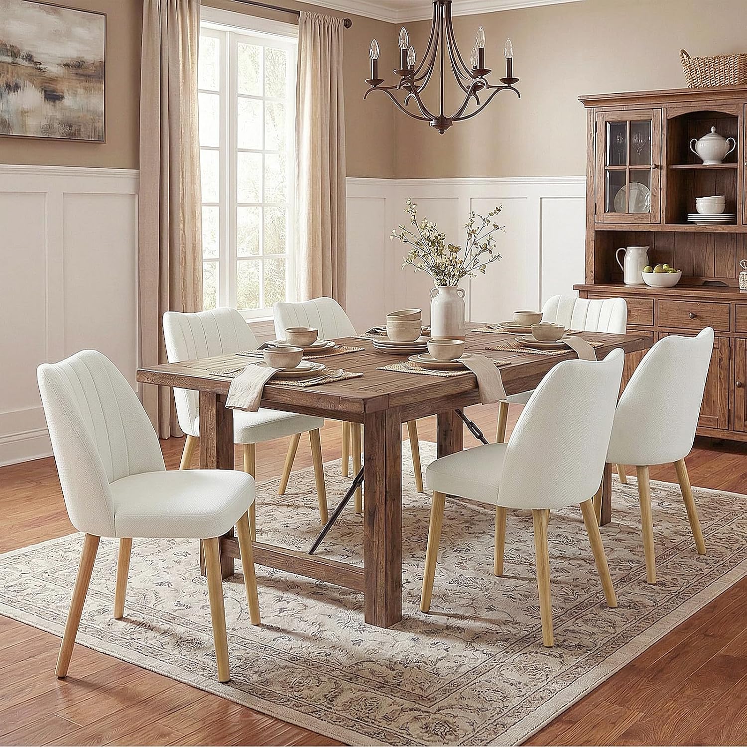 GarveeHome Dining Chairs Set of 4 with Cozy Backrest/Wooden Legs | Dining Chairs Set of 4 with Cozy Backrest/ Wooden Legs No tools Needed