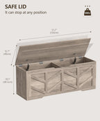 Extra Large Storage Chest, Storage Bench with 2 Safety Hinges | 51.2" Storage Trunk Supports 330 lb, Wooden Farmhouse Blanket Storage for Bedroom, living room, entryway, Greige