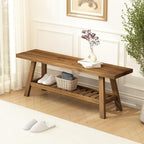 HOKYHOKY Reclaimed Solid Wood Bench-43.3" Entryway Bench with Storage Shelf | Farmhouse Narrow Rustic Bench, Hallway, Kitchen, Bedroom, Dining, Indoor