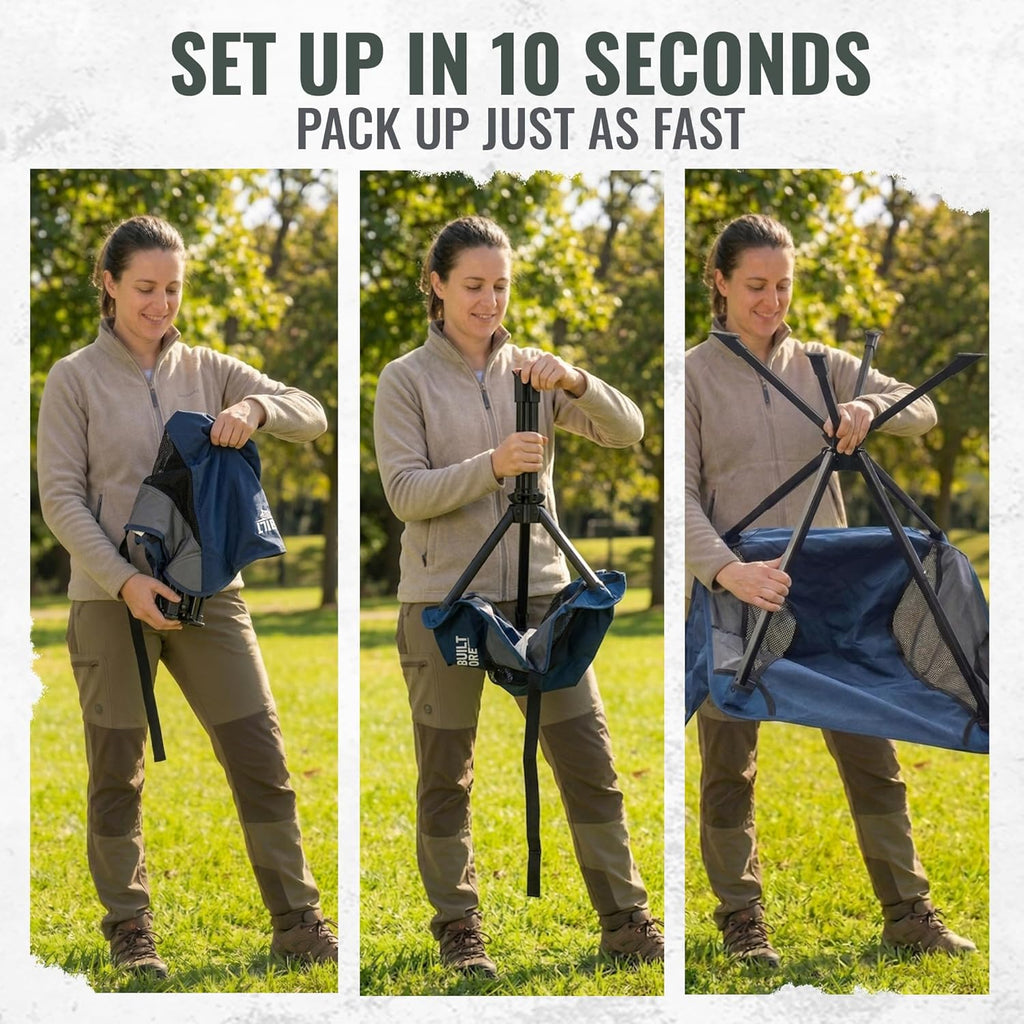 360° Rotation Swivel Camping Chair- Holds 330lb, Small Portable Folding Chair, Ultralight 4lb Compact Backpack Chair with Carry Bag & Side Pocket for Camping, Hiking, Beach, Fishing, Hunting