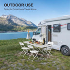 4 Pack Foldable Table 6ft, Plastic Folding Table, Portable Heavy Duty Dining Table with Lock Function & Carrying Handle, Outdoor Indoor Foldable White Table for Camping Party Picnic