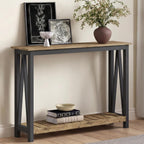 ChooChoo Farmhouse Console Table, Rustic Vintage Narrow Sofa Table for Entryway, Living Room, Hallway, 47 Rustic Oak & Black