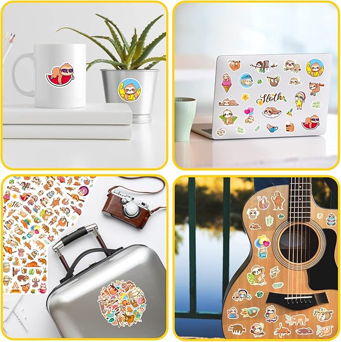 Cute Sloth Stickers Wild Jungle Forest Animal Decal Sticker 770 Counts Party Gifts Goodie Bags Decor Rewards Wild Life Birthday Party Favors Waterproof Water Bottle Laptop Invitation Stickers Decor