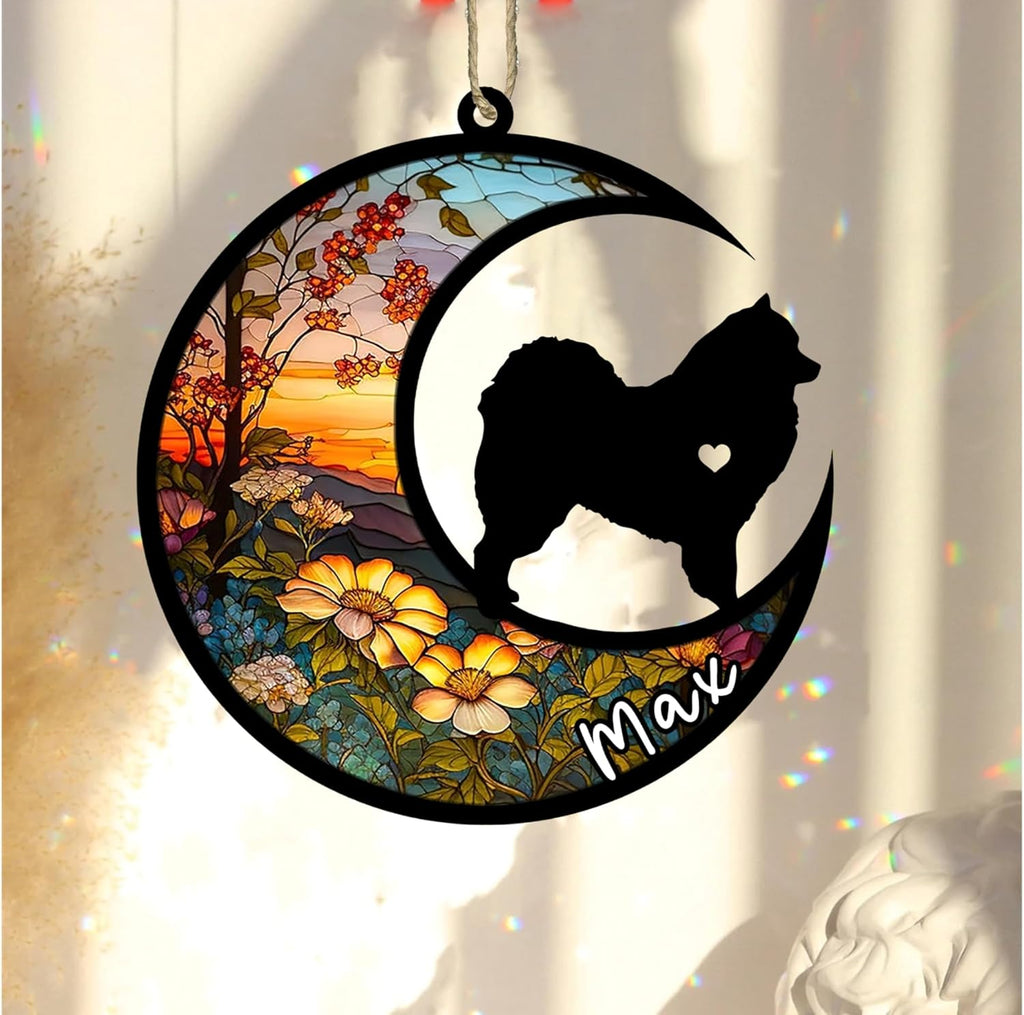 Personalized Dog Memorial, Custom Name Samoyed Dog Christmas Ornament with Name, Custom Breeds, Pet Loss Light Catcher, Gifts for Lovers Loss of Pet Sympathy on Mothers Day Christmas