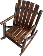 Rustic Log Wooden Rocking Chair, Handcrafted Solid Fir Wood Outdoor Rocker for Porch, Patio, Heavy-Duty 700 LBS, Weather-Resistant Finish, Natural Charm (Deep Brown)