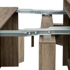 Rustic Wooden Extendable Dining Table with Storage, 20"-99" Modern Transformer Kitchen Table for 2-12, Oak Extendable Console Table with Extension Leaves Holder for Entryway Dining Room