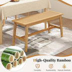 Giantex 39.5" Bamboo Dining Bench with Handwoven Rattan Seat, 600lbs Capacity, Shoe Ottoman, Kitchen Table Bench for Indoor Outdoor, Bedroom, Bathroom, Front Door, End of Bed, Entryway (Natural)