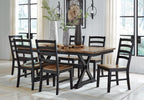 Signature Design by Ashley Wildenauer Dining Chairs Set of 2, Modern Ladderback Dining Chairs with Solid Wood Frame, Two-Tone Finish, Contoured Seat, Black/Brown | Solid wood frame, Mango veneer and MDF substrate seat, Modern ladderback, 250 lb capacity