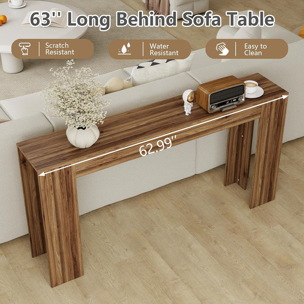 Spaco 63'' Narrow Long Console Table,Farmhouse Entryway Table Sofa Table with Storage,Wood Behind Couch Table for Living Room, Hallway,Foyer
