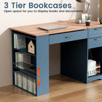 Drafting Table with Storage Cabinet & Drawers, Adjustable Drawing Desk with Open Shelves, Craft Table Painting Desk for Artists, Painters, Drawing, Crafting, Reading, Writing, Working (Blue)