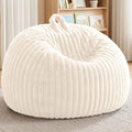 Bean Bag Cover No Filler Stuffed Animal Storage Bean Bag Chair Cover | Soft Faux Rabbit Fur,Non-Slip Bottom,Durable Zipper,Fill with Plush Toys or Blankets,for Adults Teens Kids Girls,Ivory