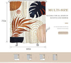 Glawry Boho Navy Brown Shower Curtain Modern Mid Century Abstract Tropical Palm Leaf Bathroom Minimalist Geometric Arch 60Wx72L Inches Bath Accessories Art Home Decor Fabric 12 Pack Hooks