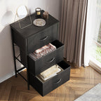 AODK Small Dresser for Bedroom Nightstand with 3 Storage Drawers, Black | Chest of Drawers End Table for Living Room, Closet Dresser with 3 Storage Drawers Organizer Clothes
