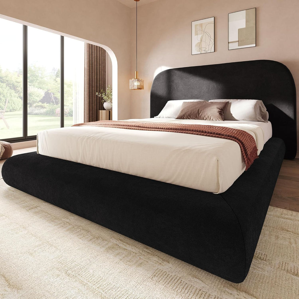 YITAHOME King Size Bed Frame,Soft Cloud Bed with Footboard, Rounded Corners