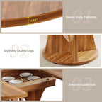 iPormis 43.3-59 Inch Extendable Round Dining Table for 6-8 People, Oval Dinner Table with Adjustable Top and A Stable Round Pedestal Base, Space Saving Wooden Kitchen and Dining Table, Walnut