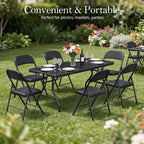 6FT Folding Table with Carrying Handle: Upgrade Thickened Heavy Duty Portable Foldable Table | Plastic Folding Tables for Party, Dining, Wedding, Events, Picnic Indoor, Outdoor, Camping, Utility Black