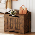 Garvee Storage Chest, Wooden Storage Bench with Safety Hinge, Flip Top Blanket Chest Trunks, Supports 350 Lb, for Entryway, Living Room, Bedroom (Rustic Brown, 24.8" L x 14" W x 22" H)