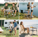 Anbte Folding Camping Table, 24"X 16" Adjustable Height Small Folding Table | Aluminum, with Carrying Handle, Lightweight, Portable Camping Table for Outdoor Indoor Picnic Beach BBQ Grill Patio (Black)