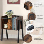 VECELO Nightstand Industrial End Table,Bedside Table with 2-Tier Open Storage Shelves,Wood Side Table with Metal Frame for Bedroom, Living Room,Small Spaces