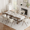 COLAMY Modern Dining Chairs Set of 6, Upholstered Fabric Dining Room Kitchen Island Dinner Chairs with Iron Legs, Open Back and Padded Seat for Living Room/Bedroom/Restaurant/Cafe, Beige