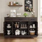 HOSTACK Kitchen Buffet Sideboard Storage Cabinet, Coffee Bar Cabinet, Brown