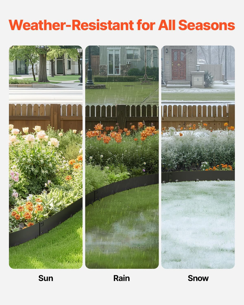 VEVOR Steel Landscape Edging, 5 Packs 39 x 5 in Rust-Resistant Metal Landscape Edging, Bendable Garden Edging Border, Heavy Duty Lawn Edging, Easy-to-Install, Flower Bed Yard Pathway Divider Black