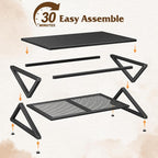 EnHomee Coffee Table with Storage, Modern Coffee Tables for Living Room with Mesh Shelf, 2 Tier Rectangular Center Table for Living Room, Bedroom, 39.4 Inch, Black Oak