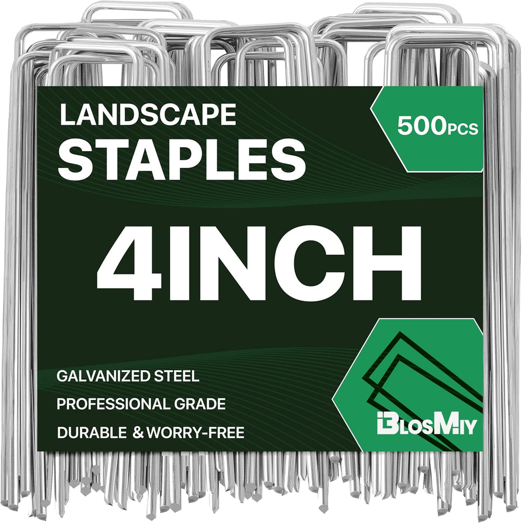 Landscape Staples 4 inch Stakes for Gardening 500 Pack Galvanized Garden Staples for drip Irrigation Landscape Fabric pins Updated Heavy-Duty Weed Barrier Fabric Lawn Outdoor Projects,Decorations