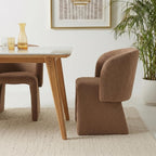 NORDICANA Barrel Dining Room Chairs with Arms, Faux Fur Accent Chairs Set of 2, for Kitchen, Living Room, Upholstered Armchairs, Brown