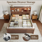 Queen Size Bed Frame with 4 Storage Drawers