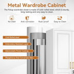 Polup 71" Tall Metal Armoire Wardrobe Closet with Doors and Lock | Wardrobe Cabinet, Hanging Rod, 3 Adjustable Shelves, Steel Clothing Storage Cabinet for Bedroom, Office, Employee, Gym, White