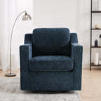 Swivel Accent Chairs Set of 2, Chenille Upholstered Armchair for Living Room, Modern Armrest Chair Comfy Single Sofa Bedroom Reading Seat with Lumbar Pillow - Navy