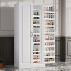 AIEGLE Kitchen Storage Cabinet with Doors & Rotatable Shelves, 72" Tall Food Pantry Cabinet with 9-Tier Shelves, Modern Multi-Layer Storage Cupboard for Dining Room, Craft Room, White