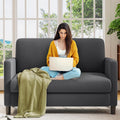 Welzona Loveseat, 51" Small Couch, Teddy Love Seat, Small Loveseat Sofa | Comfy Teddy Fabric, Tool-free Setup, Washable Covers, All-wood Small Sofa Couch for Living Room, Bedroom, Small Spaces, Grey