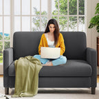 Welzona Loveseat, 51" Small Couch, Teddy Love Seat, Small Loveseat Sofa | Comfy Teddy Fabric, Tool-free Setup, Washable Covers, All-wood Small Sofa Couch for Living Room, Bedroom, Small Spaces, Grey