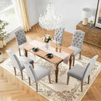 Tufted Upholstered Parsons Dining Chair Set Fabric Diner Accent Stylish Modern Kitchen Living Room with Button Sturdy Solid Wood Legs, 6-Pack