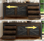 VFK 60 Inch TV Stand for TVs up to 65", Rustic Farmhouse Media Console with Sliding Barn Doors, 6 Drawers, Entertainment Center for Living Room