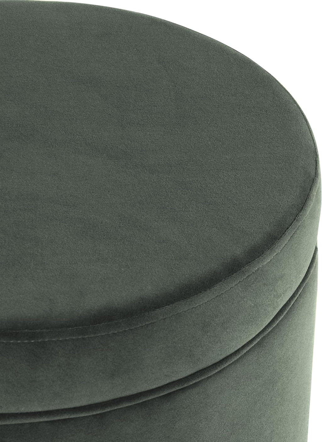 Homepop Home Decor | Upholstered Round Storage Ottoman | Ottoman with Storage for Living Room & Bedroom, Loden Green Velvet