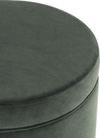 Homepop Home Decor | Upholstered Round Storage Ottoman | Ottoman with Storage for Living Room & Bedroom, Loden Green Velvet