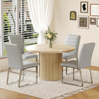 Modern Dining Chairs Set of 4, Grey Faux Leather Kitchen Chairs, Upholstered Armless Dining Room Chair with Silver Mental Legs Heavy Duty, Comfortable (Grey Chiars, Set of 4)