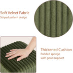 Modern Square Vanity Stools, Small Striped Pattern Ottoman, Cute Velvet Foot Stool, Tufted Fabric Footrest, Upholstered Vanity Chair, Stool for Makeup, Bedroom, Living Room(2, Square-Dark Green)