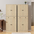 Furnify Kitchen Pantry Storage Cabinet, 71" H Farmhouse Pantry Cabinet with 4 Doors & Drawer, Freestanding Cupboard with Adjustable Shelves, Rustic Wood Cupboard for Kitchen, Dining Room, Natural