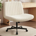 Orange Factory Criss Cross Chair, Wide Fabric Vanity Desk Seat, Beige Wheel | Cross-Legged with 360° Swivel, Height Adjustable, Smooth and Silent Wheels, Comfy Seating for Office, Desk, or Computer Use